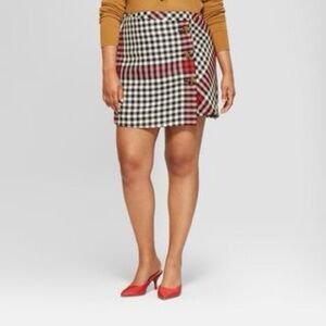 Who What Wear Black & Red Plaid Mini Skirt - 4